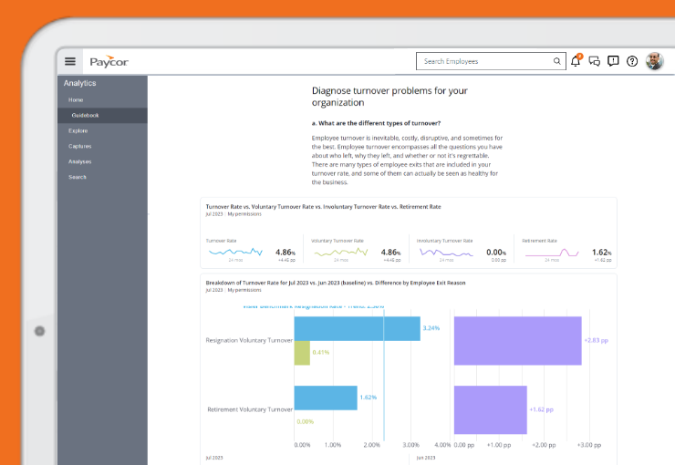 paycor product screenshot of employee turnover