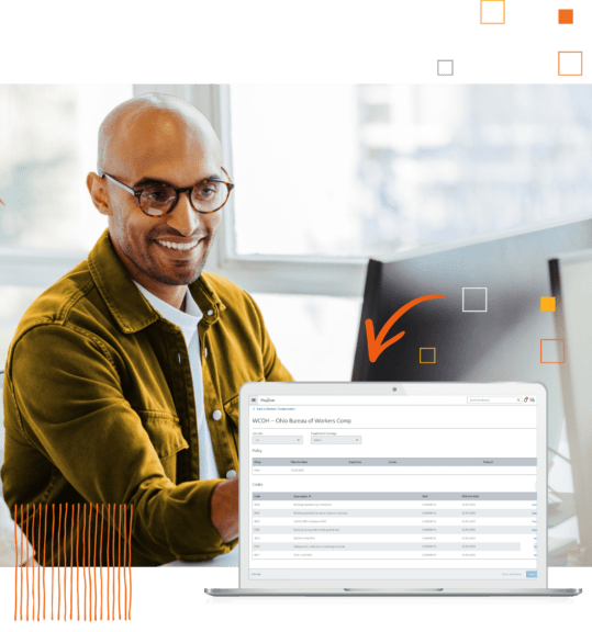 Paycor Workers Compensation product example and smiling man