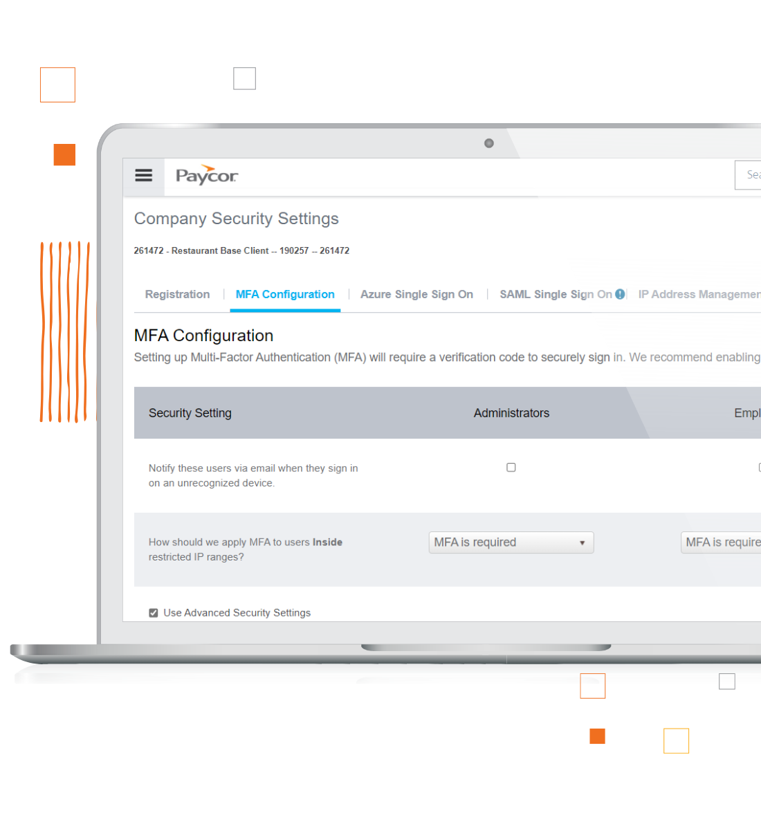Paycor's interface on laptop and phone screen