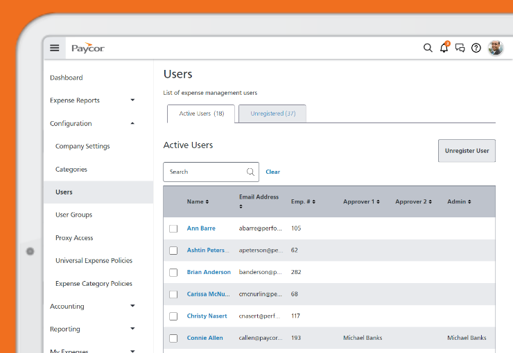 Paycor expense management intuitive interface