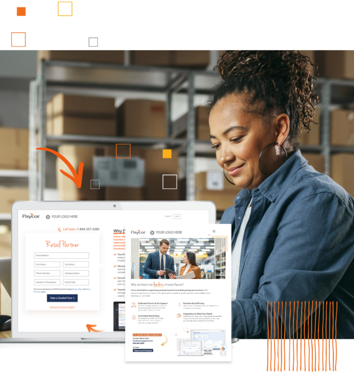 examples of franchisor webpage and one pagers through Paycor