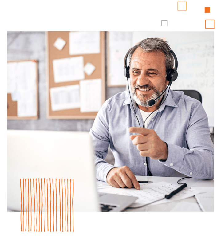 man wearing headset talking on phone