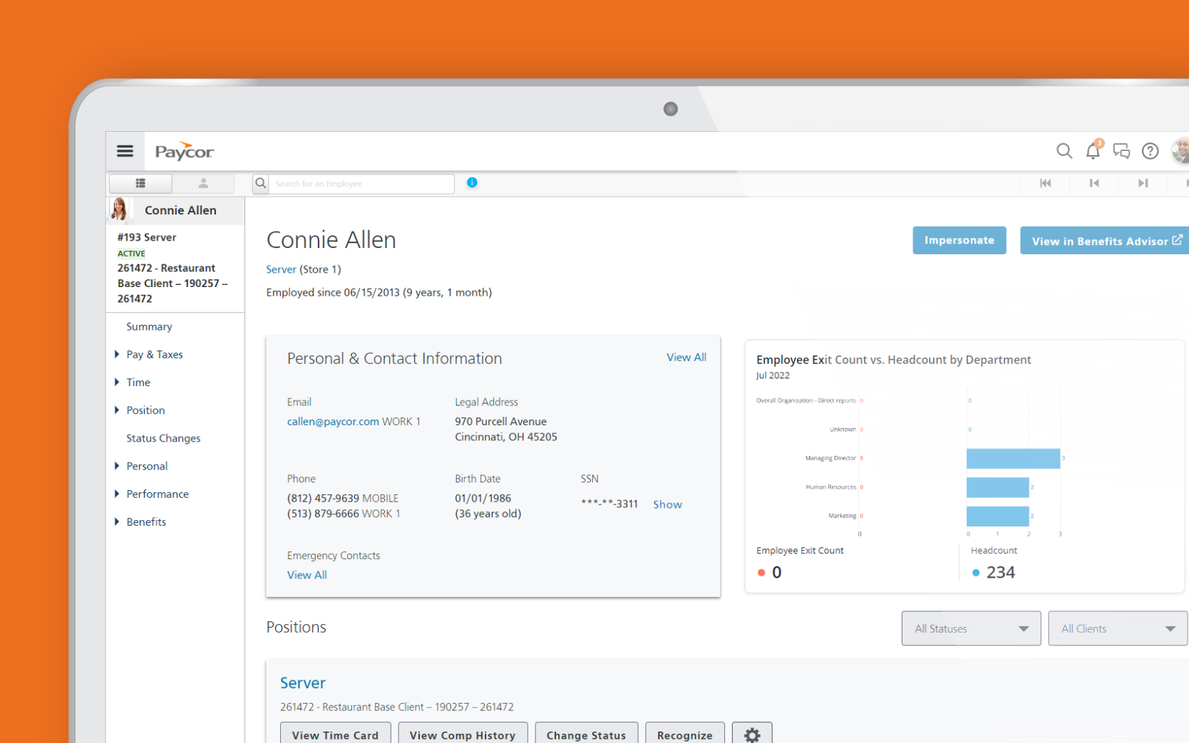 Paycor HR product example