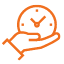 hand holding clock orange icon
