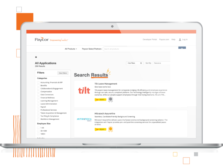 paycor integrations marketplace screenshot