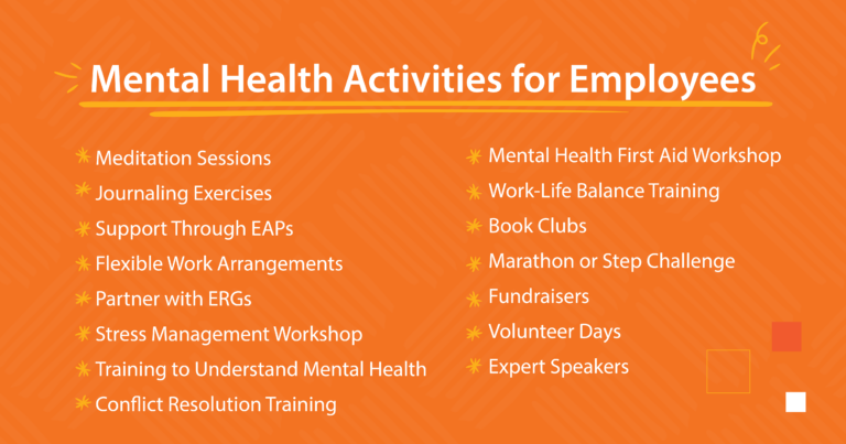 list of mental health activities for employees