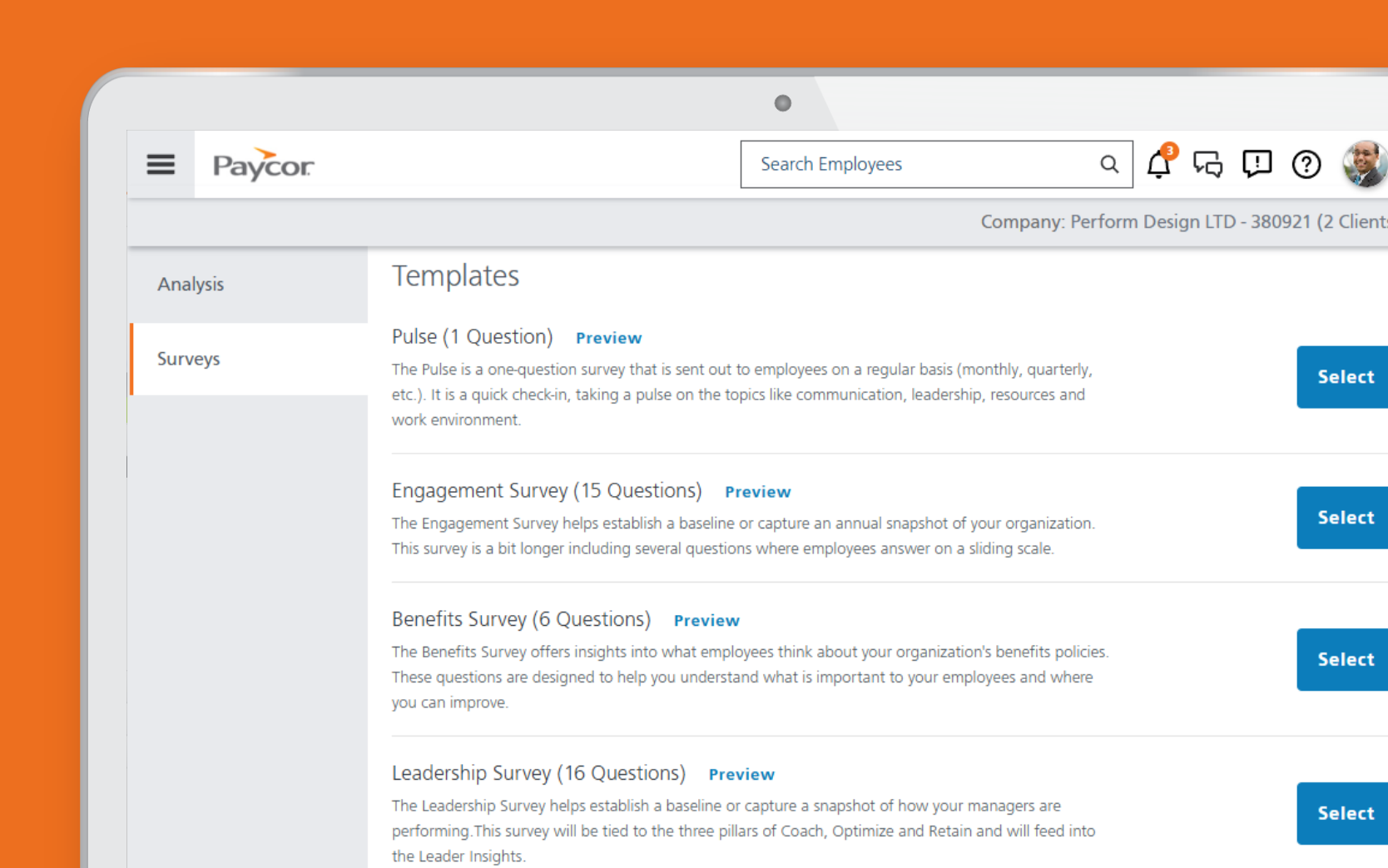 Paycor Pulse Survey Dashboard templates