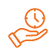 orange icon hand with clock